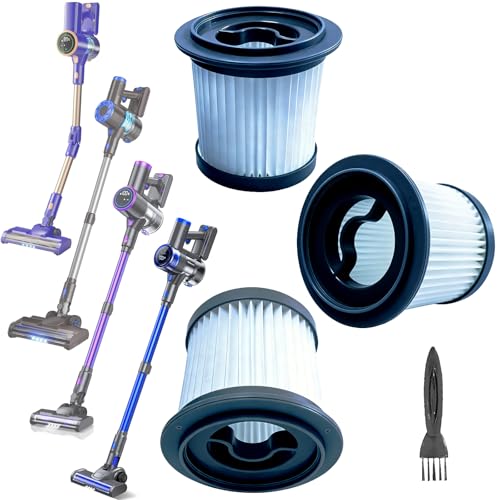 3Pack Hepa Replacement Filters Compatible with AIRDIYA P1/VG3, MHRMHR KP1108 and Bieiao BS01 Cordless Vacuum Cleaner, Washable Pre-motor Filters Works with UKDMROX E23 & Nioga P2 Upright Vac