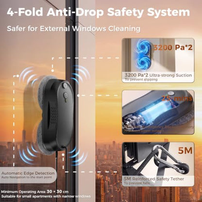 KKI Window Cleaning Robot, Auto-Dual Spray,for High-Rise Windows 4min/㎡ - color: Black