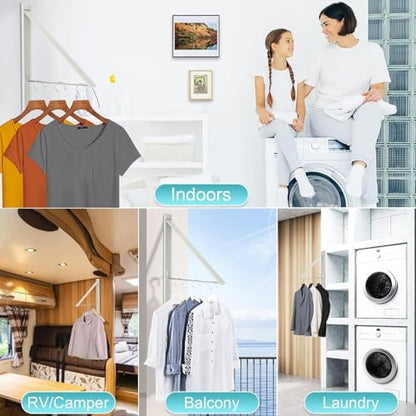 Foldable Wall Mount Drying Rack, 65lb, Space Saving White - color: White