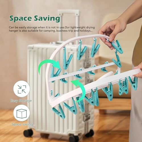 Premium Plastic PP Drying Hanger, Anti-Rusty Drying Rack for Clothes, Socks, Lingeries, Delicates, Drying Hanger with 24 Clips for Baby Clothes, Towels - style: 24 Clips