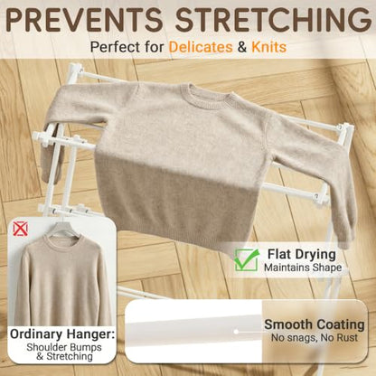 Foldable Clothes Drying Rack, Reinforced Joints, White - color: White, size: 29"W x 12"D x 35.5"H