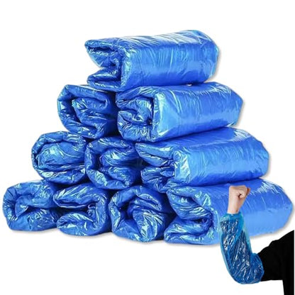Disposable Arm Sleeves, 100 Pcs Waterproof Plastic Sleeve Protectors, Oilproof Oversleeves Covers - color: Blue-100pcs