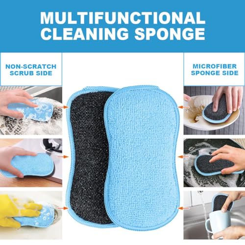 HOMEXCEL Dish Sponge 12 PK, Microfiber Kitchen Sponges for Cleaning, Blue - color: Blue