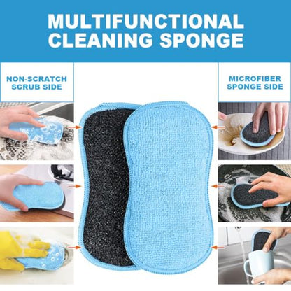 HOMEXCEL Dish Sponge 12 PK, Microfiber Kitchen Sponges for Cleaning, Blue - color: Blue