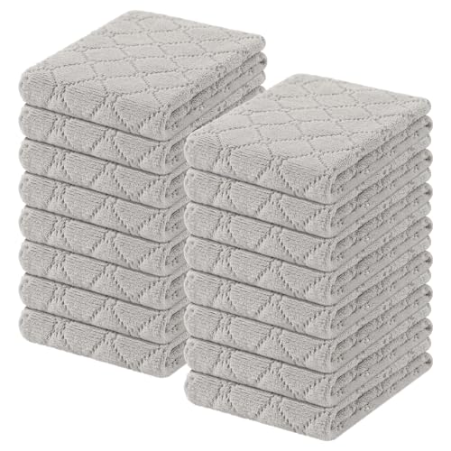 Homaxy Super Soft 16 Pack Coral Velvet Dish Cloths, 10" x 20", Grey - color: Grey, size: 10 x 20 inch- 16 Pack