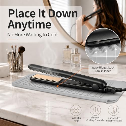 Heat Resistant Travel Mat Pouch for Hair Straighteners, Crimping Irons, Curling Wands, Flat Irons and Hair Styling Tools (1 Pack, Gray) - color: Mist, size: 1 Pack