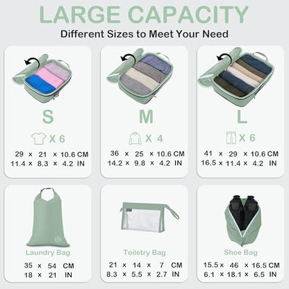 Cipway Compression Packing Cubes for Travel (8 Piece,Sage Green) - color: Sage Green, size: 8PCS