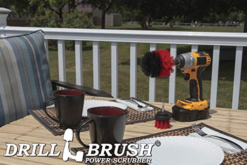 2 Piece Red Stiff Brush Cleaning Set - Gutter Cleaning Outdoor Brush Set - color: Red