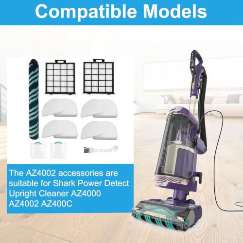 10 Pack AZ4002 Replacement filter for Shark Detect Pro/Shark Power Detect Upright Vacuum AZ4000 AZ4002 AZ4000C,1 Roller Brush,2 HEPA Filter 4 Foam & Felt Filters,2 Odor Neutralizer Cartridge - size: 10pcs