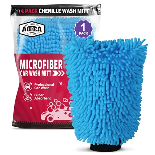 AIDEA Car Wash Mitt Microfiber, 1PK, Car Wash Brush, Blue, 7.12''X10.14'' - color: Blue, size: 1PK-7.12''X10.14''