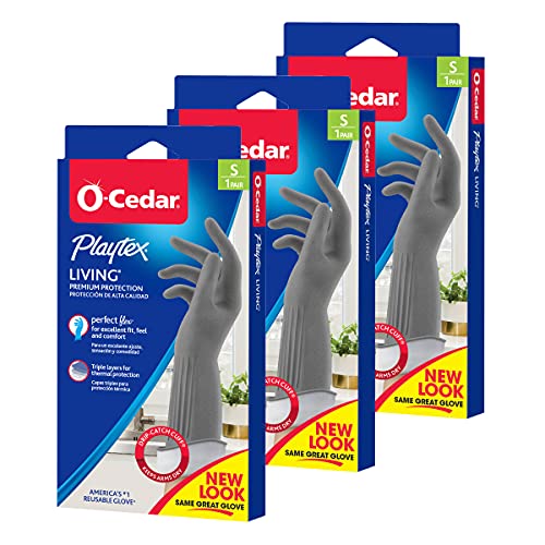Playtex Living Reuseable Rubber Cleaning Gloves, Color May Vary (Small, Pack - 3)