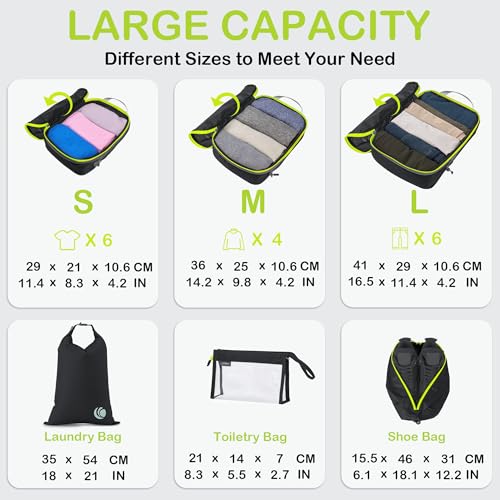 Cipway Compression Packing Cubes for Travel (8 Piece,Black) - color: Black, size: 8PCS