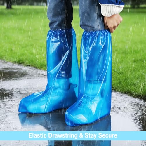 20Pcs(10 pairs) Thickened Waterproof Shoe Covers for Rain, Clear Rain Shoe Covers, One Size Fits Most - color: Blue, size: 10P L Adults
