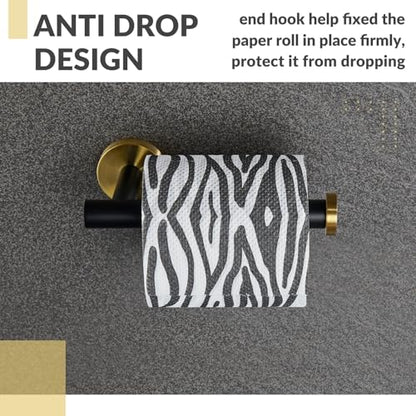 APLusee Toilet Paper Holder, Black & Gold, 304 Stainless Steel - color: Black & Gold