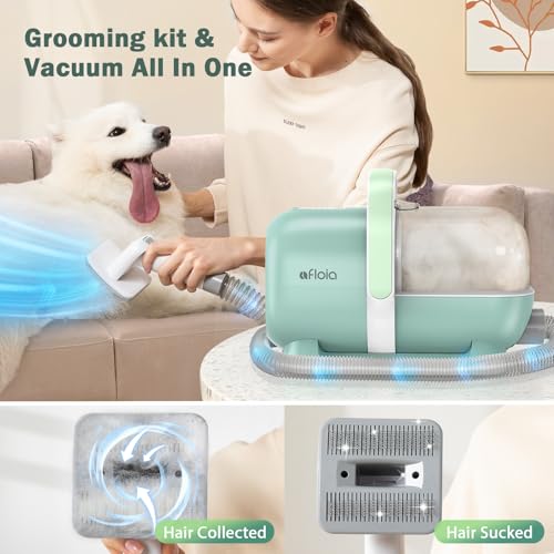 Afloia 6-in-1 Dog Grooming Vacuum Kit, Pet Clipper & Nail Grinder, Green - color: Green