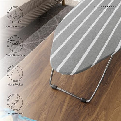 Encasa XO Ironing Board Cover and Pad, Thick Felt 28"x12" - color: Roma Grey Stripes, size: Mini