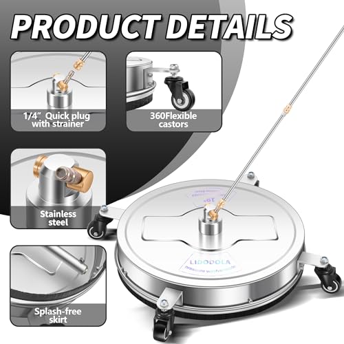 LidoDola 19'' Pressure Washer Surface Cleaner, Power Washer Accessory - size: 19 INCH SILVER