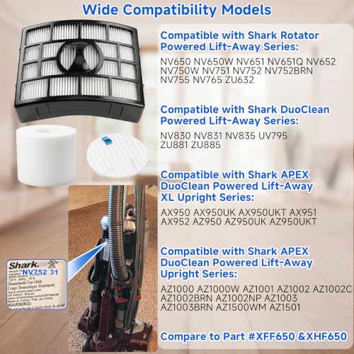 Vacuum Filters Replacement for Shark Rotator Powered Lift-Away AZ1002
