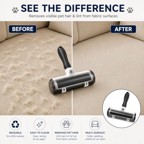 Pet Hair Remover Roller, Reusable Lint Brush for Sofa, Clothes & Car