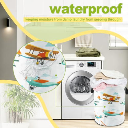 Airplane Cartoon Laundry Basket Foldable Waterproof Hamper 18.9 x 16.5 Inch - color: Funny Plane