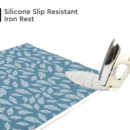 Encasa XO Ironing Mat, Heat Resistant Pad 48"x28" Big Leaves Blue - color: Big Leaves Blue, size: Large