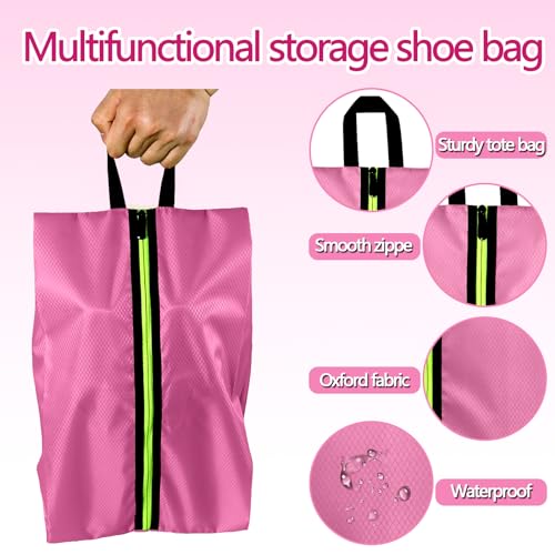 Shoe Bags for Travel, Large Capacity Oxford Fabric 3 Pack Pink - color: Pink