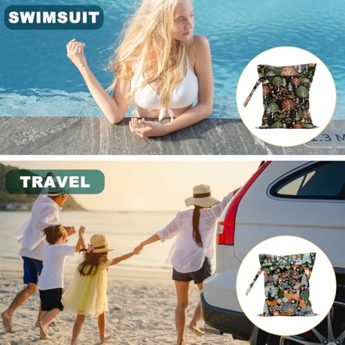 2 Pcs Forest Animals Print Wet Bags, Wet Dry Bag Reusable for Swimsuit - color: Multicolor 1490