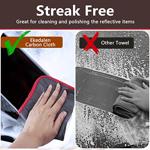 Ekedalen Microfiber Cleaning Cloth Lint Free Glass Polish, Red-Dark Grey - color: Red-dark Grey