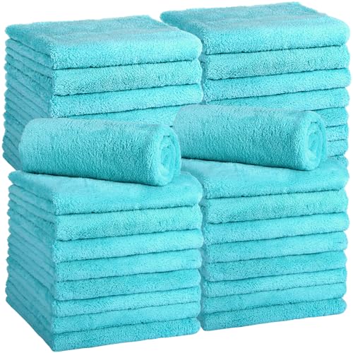 Shimeyao 30 Pcs 16 x 16 Inch Edgeless Microfiber Plush Towels for Cars Detailing Drying Wash Polishing Absorbent Cleaning Cloths, 500 GSM (Teal Blue) - color: Teal Blue, size: 16 x 16 Inch