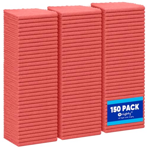 Orighty Microfiber Cleaning Cloth Bulk, 150 Pack Shop Towels 12x12 in, Red - color: Red, size: 150 Pack