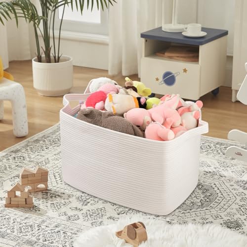 OIASKET 95L Extra Large Blanket Basket, 24" x 16.9" x 14.2" Woven Basket - color: White, size: 24"x16.9"x14.2"
