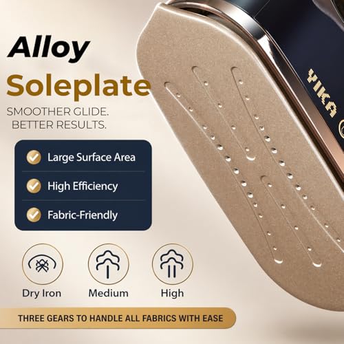 YIKA Clothes Steamer & Iron 2-in-1, Handheld Clothing Fabric Wrinkle Removal, 300ml Water Tank, Large Alloy Soleplate, Lightweight Small Garment Steamer for Home or Travel