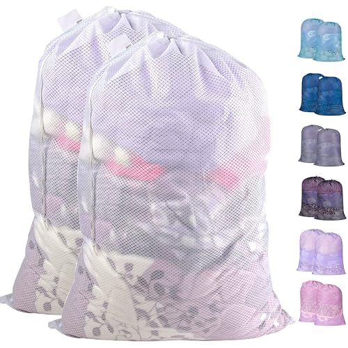 Polecasa 2 Pack Heavy Duty Diamond Mesh Laundry Bag, 24x36", White - color: A-White, size: 24"x36" | 2 Pack