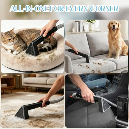 18Kpa Carpet Cleaner Machine, Portable Carpet and Upholstery Cleaning Machine, Deep Cleaning for Rugs, Couch, Car Interiors Stains, Pet & Family Friendly, 120V (WHITE) - color: WHITE