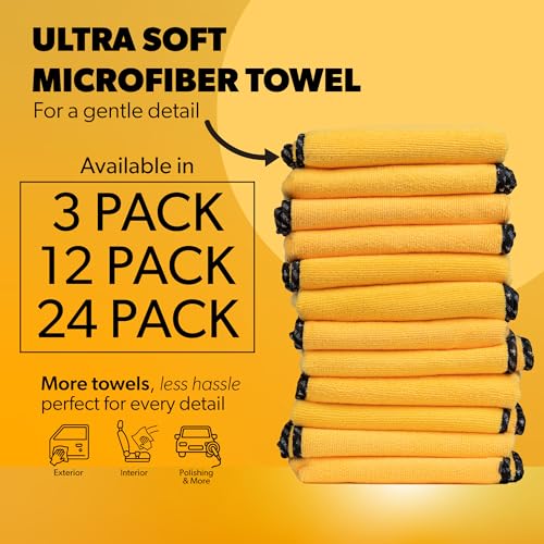 Chemical Guys, Professional Microfiber Towels, 16 x 16 in, Gold, 12 Pack - color: Yellow