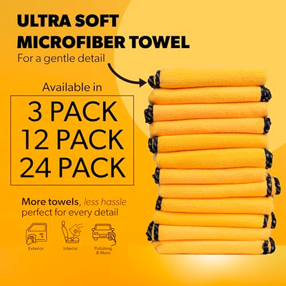 Chemical Guys, Professional Microfiber Towels, 16 x 16 in, Gold, 12 Pack - color: Yellow