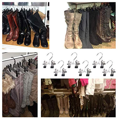Double Adjustable Clips Boots Hangers,Space Saving Boots Socks Bags Hanging Clips Boot Holder Boot Organizer,Set of 12 (12)