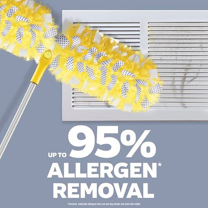 Swiffer Duster Kit with 6 ft Super Extendable Handle, Heavy Duty Starter Kit, Microfiber, White, with 8 Refills