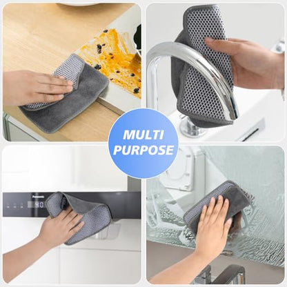 KinHwa Dish Cloths for Washing Dishes with Scrub Side, Microfiber Dish Rags - color: Gray, size: 7inchx7inch