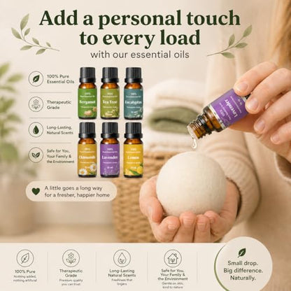 Wool Dryer Balls XL 4-Pack – Organic Wool Dryer Balls for Laundry Reusable, Natural Fabric Softener, Reduces Drying Time, Static, Wrinkles & Laundry Clumping - color: White