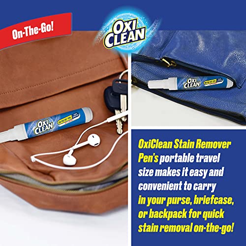 OxiClean On The Go Stain Remover Pen for Clothes, Portable Instant Stain Remover Stick with Scrubber Tip, Travel-Friendly Pen for Clothes Laundry, for Food Drink Cosmetics, 6 Count