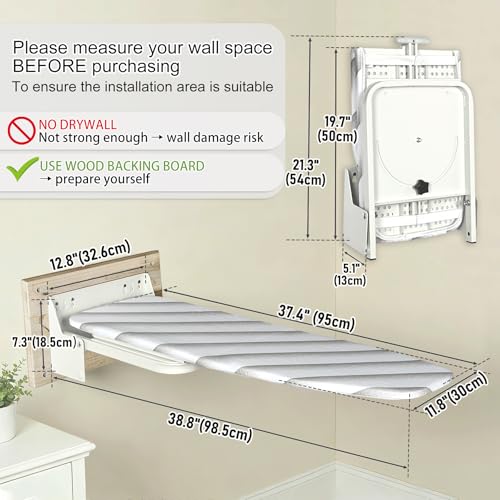 uyoyous Heavy-Duty Wall Mounted Ironing 37.4x11.8 in Adjustable Iron Board