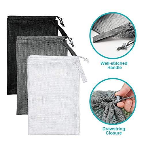 Laundry Bags, Mesh Heavy Duty 24" x 36" with Drawstring Closure, 3-Pack, Black - color: Black-3Pack