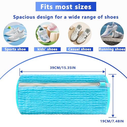 2Pcs Reusable Shoe Washing Machine Bag for Washer and Dryer:Free Up Hands, Prevent Deformation,shoe bag with Zipper Protection Design, Use for all Shoes,Sports Shoes(Blue) - color: D-2Pcs-Blue