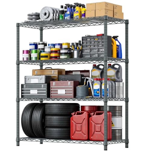 IZEUK Heavy Duty 4-Tier Chrome Metal Rolling Shelving Unit for Storage - color: Grey, size: 4 Tier, 17.7" D*47.2" W*59.4" H