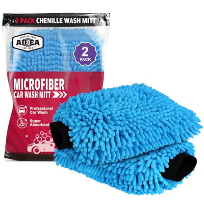 AIDEA Car Wash Mitt Microfiber, 2PK, Car Wash Brush, Blue, 7.12''X10.14'' - color: Blue, size: 2PK-7.12''X10.14''