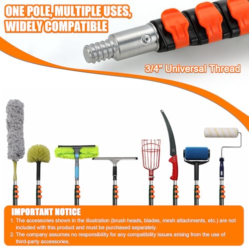 26FT Light Bulb Changer Kit, Telescoping Pole with 2 Gripper Baskets