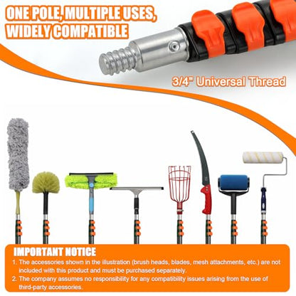 26FT Light Bulb Changer Kit, Telescoping Pole with 2 Gripper Baskets