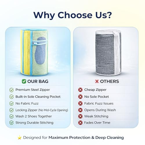 Shoe Washing Machine Bag (2 Pack) – 360° Thick Protection, Highly Durable Mesh Sneaker Washer w/Zipper Lock & Side Pockets – Deep Cleaning Sneaker Laundry Bag for Spotless Shoes - color: Yellow 2pcs
