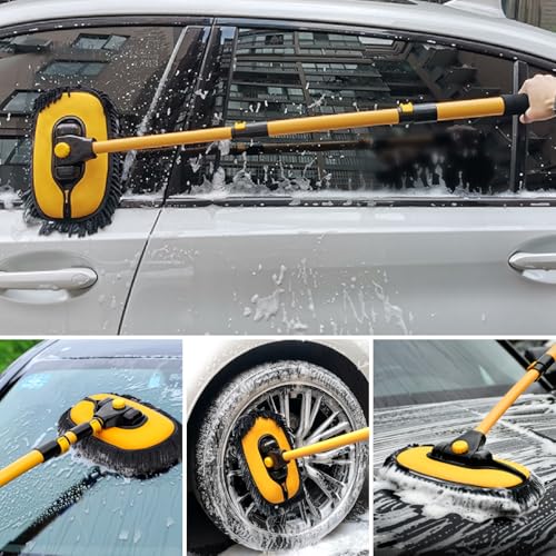 Car Wash Brush Replacement Head Cover, Soft Microfiber Car Wash Mop Head Suitable for 15° Curved Pole CarCleaning Mop (Only Head Cover)